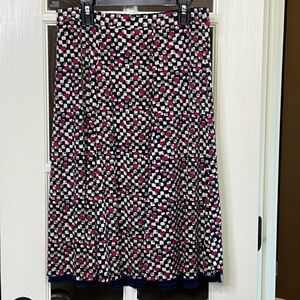 TRAVELSMITH Navy Print Stretch Waist Skirt Size Small